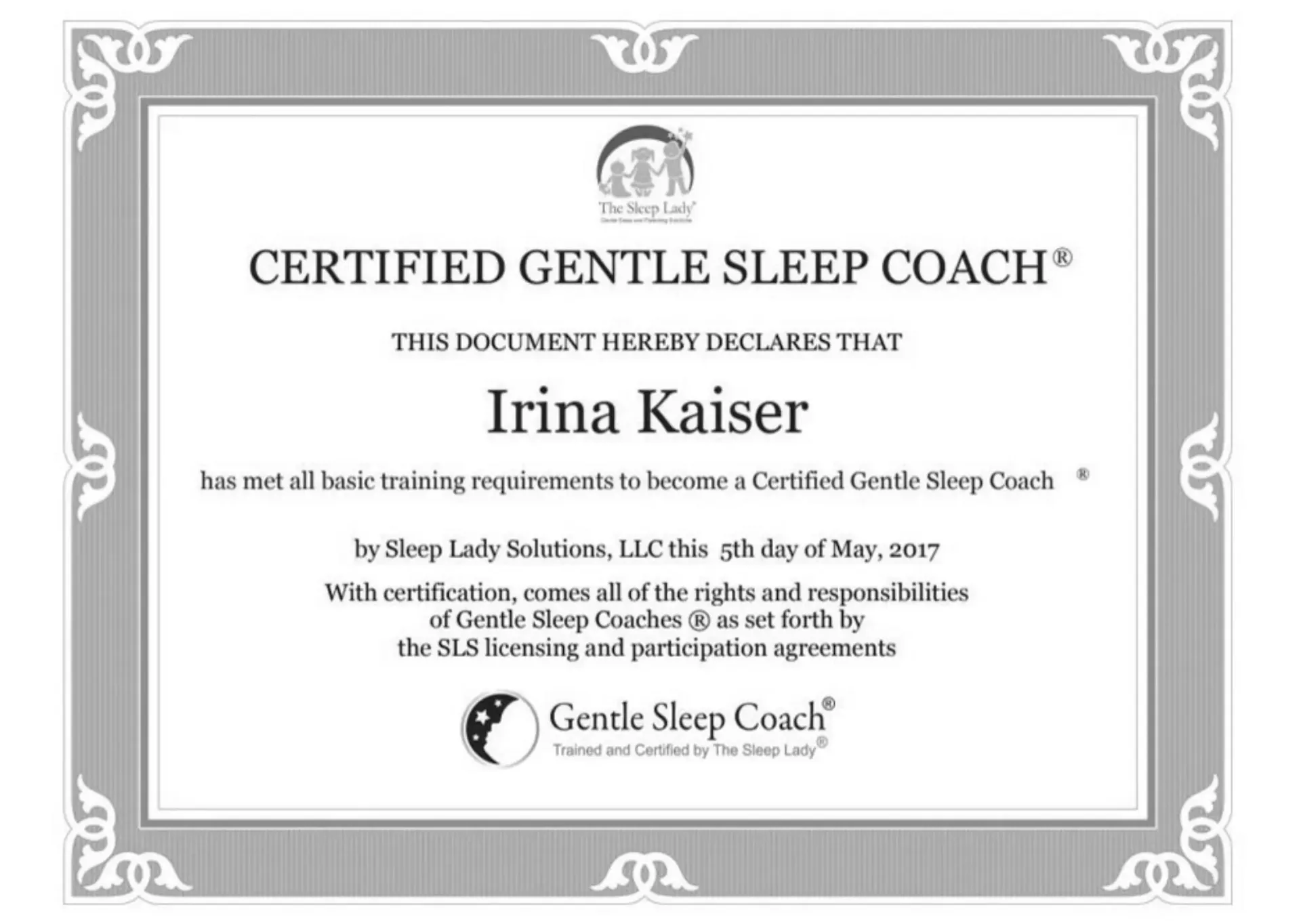 Zertifikat Gentle Sleep Coach